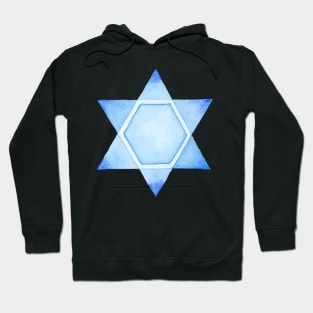 STAR OF DAVID in Blue Watercolor Hoodie